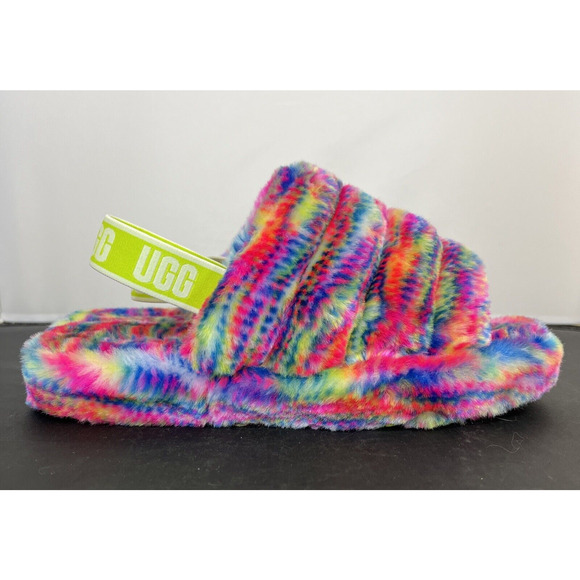 Ugg Fluff Yeah Pixelate 1125007K Youth Slides Size Y-6 Slipper Benefits Charity - Picture 8 of 14